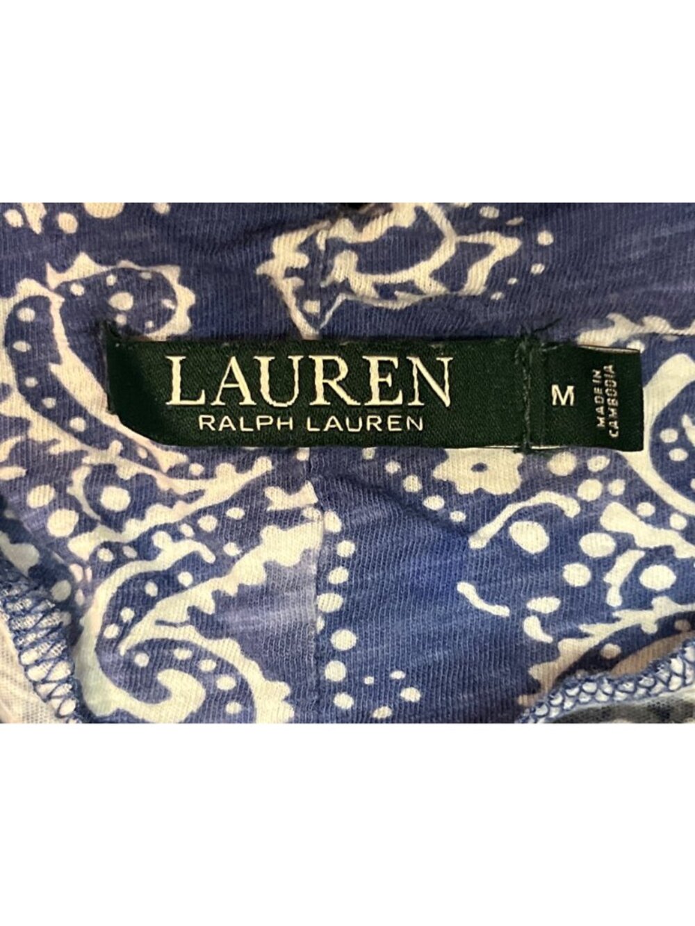 Lauren Ralph Lauren Cotton Dress Womens M Blue White Floral Summer Beach Tunic - Picture 7 of 10